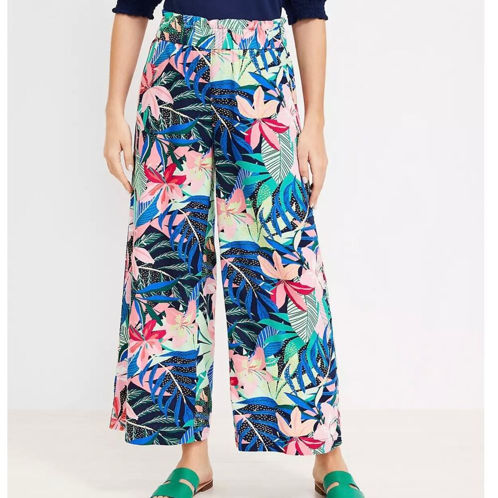 LOFT Multicolor Tropical Wide Leg Pants